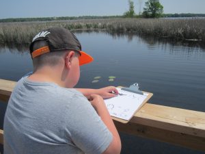 Student of Curve Lake First Nation School partaking in environmental inquiry
