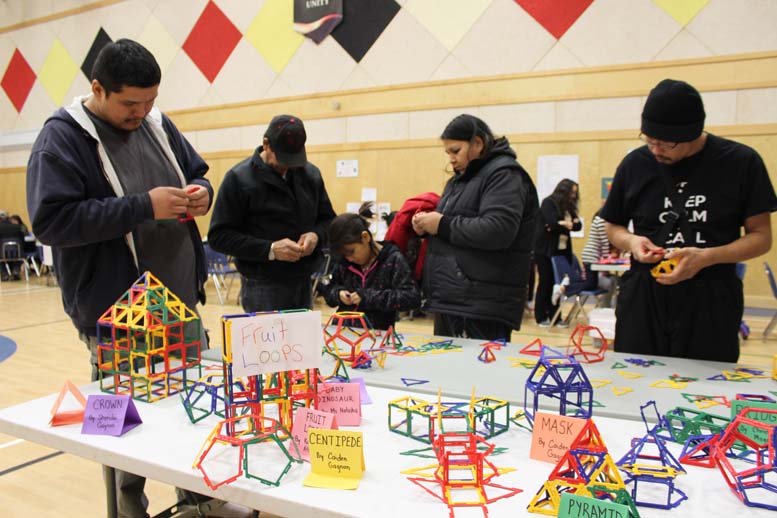 Table filled with student built structures