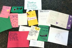 Students' cards thanking Niigaanibines