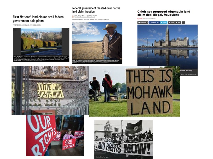 Collage of current events surrounding Native land rights