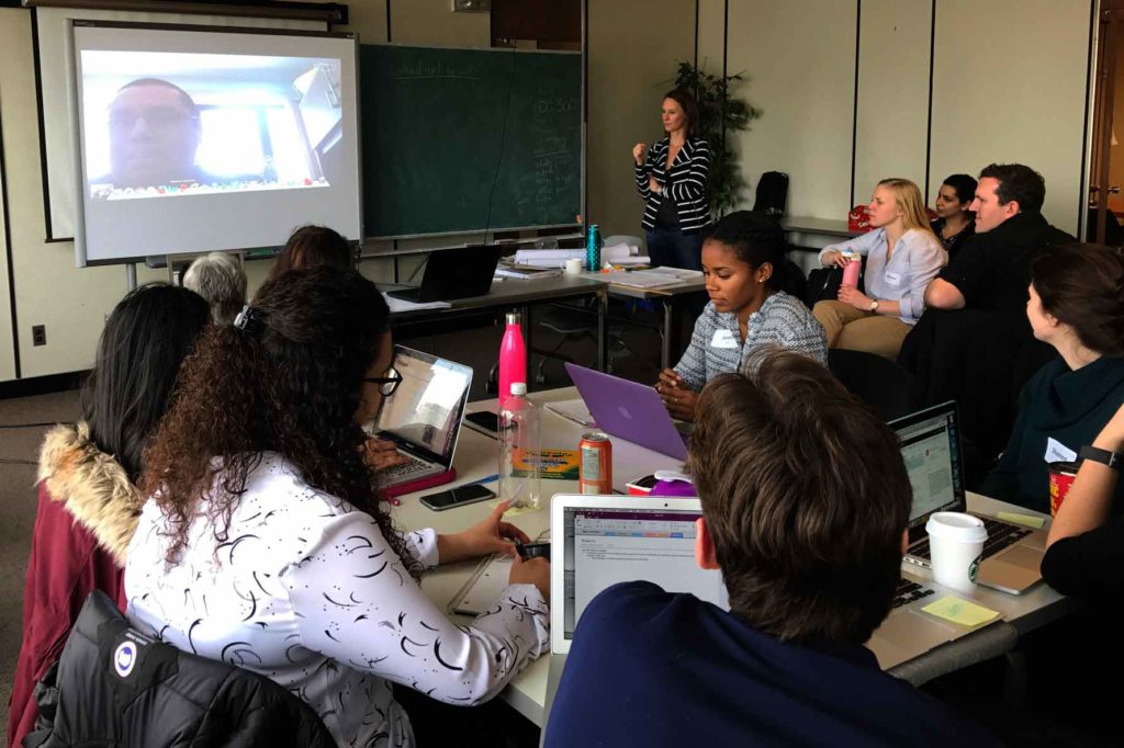 A MA class video conferencing with Jason Jones